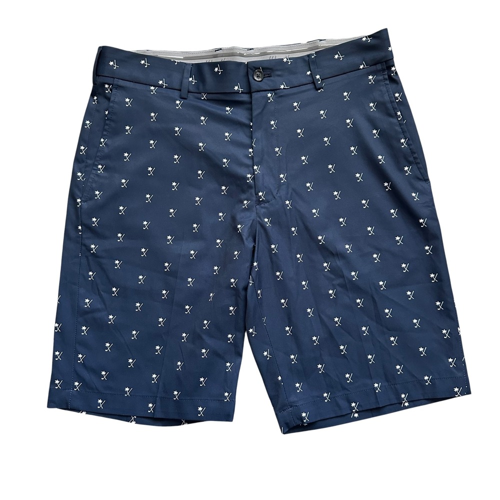 Preppy Walter Hagen 11 Golf Shorts 34 Navy Palm Tree Embroidered Performance